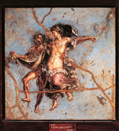 Italie, Campanie, Pompéi, Faune et Ménade de la Maison des Dioscures, fresque - Roman Roman