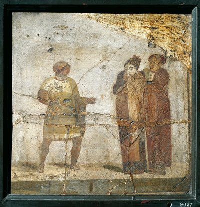 Italie, Campanie, Pompéi, Scène de théâtre, fresque - Roman Roman