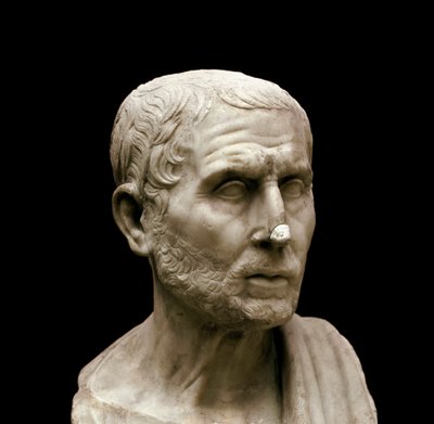 Buste en marbre du philosophe et historien grec Posidonius d