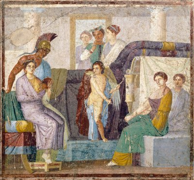 Mariage de Vénus et Mars, peinture murale du tablinum de la Maison de Marco Lucrezio Fronto, Pompéi, Campanie, Civilisation romaine - Roman Roman