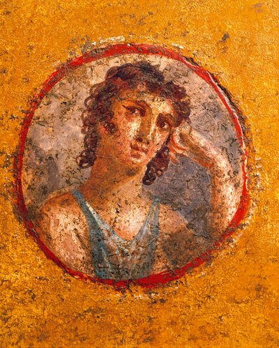 Médaillon avec portrait de garçon, fresque, de la Casa degli Amorini Dorati (Maison des Cupidons Dorés) à Pompéi - Roman Roman