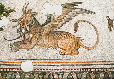 Mosaïque représentant une tigresse-griffon mangeant un lézard, Bazar Arasta, Mosquée Sultan Ahmet, Istanbul - Roman Roman