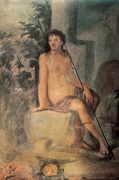 Narcisse à la fontaine, fresque de la Maison de Loreio Tiburtino, Pompéi, Campanie, Civilisation romaine - Roman Roman