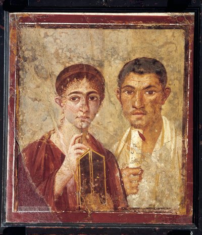 Portrait du boulanger Terentius Neo et de sa femme en vêtements formels, Italie, Campanie, Pompéi, 55-79 après J.-C., peinture sur plâtre - Roman Roman