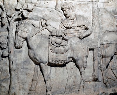 Art romain : « Un mulet chargé de butin » Moulage de 1862 reproduisant les bas-reliefs de la colonne de Trajan à Rome construite sous le règne de l