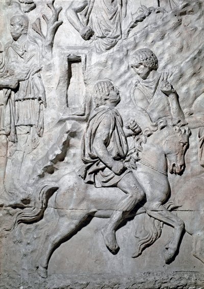 Art romain : un cavalier numide. Moule de 1862 reproduisant les bas-reliefs de la colonne de Trajan à Rome construite sous le règne de l