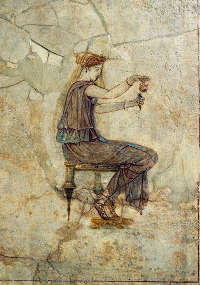 Civilisation romaine, fresque représentant une fille versant du parfum, de Pompéi - Roman Roman