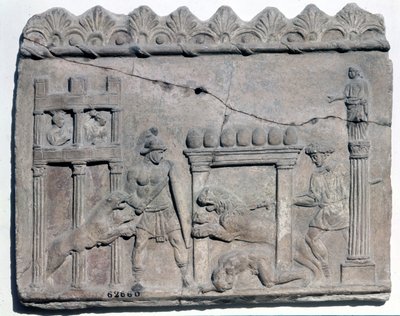 Venatio dans les arènes. Bas-relief de l