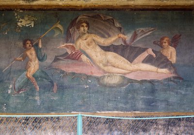 Vénus dans une coquille, fresque du péristyle de la Maison de Vénus dans la Coquille, Pompéi (Liste du patrimoine mondial de l