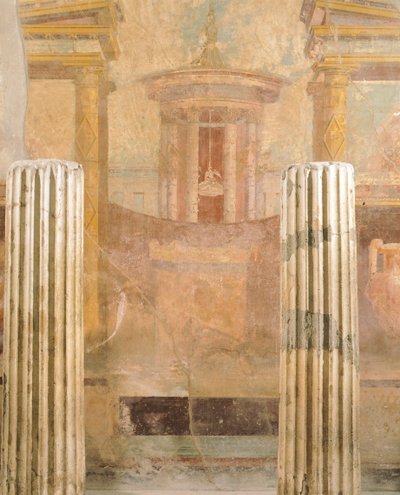 Peinture murale en deuxième style pompéien, de la Maison du Labyrinthe, Pompéi, Campanie, Civilisation romaine - Roman Roman