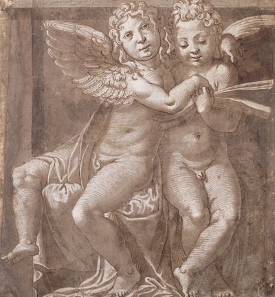 Deux Anges Assis Chantant, d