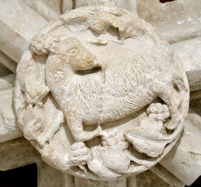 Un agneau, détail de la voûte de la chapelle Saint Laurent, disparu depuis plusieurs années et initialement situé au-dessus de l