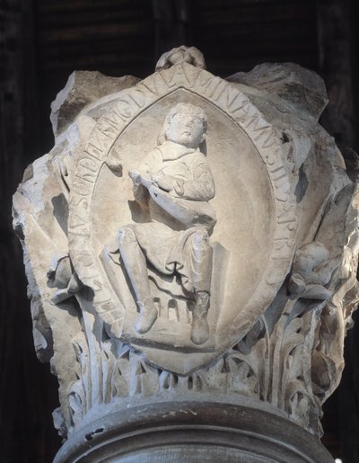 Chapiteau du chœur représentant le premier ton du chant grégorien - Romanesque