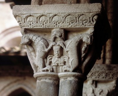 Chapiteau représentant Daniel dans la fosse aux lions (sculpture) - Romanesque