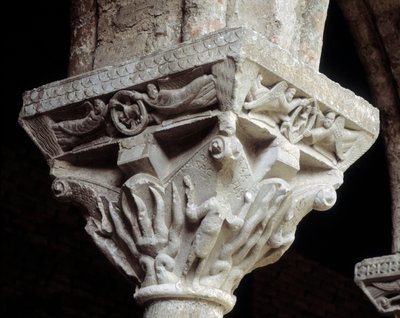 Chapiteau représentant les trois juifs dans la fournaise ardente - Romanesque