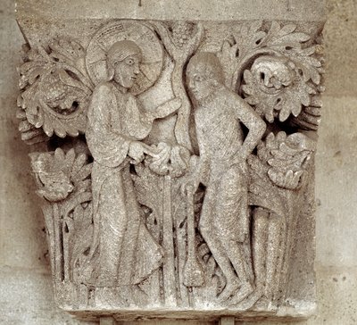 Dieu et Caïn (chapiteau sculpté) - Romanesque