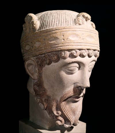 Portrait du roi carolingien de Francie occidentale Lothaire (sculpture en pierre) - Romanesque
