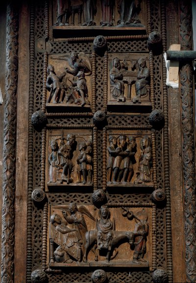 Art roman : porte en bois du milieu du XIIe siècle de l