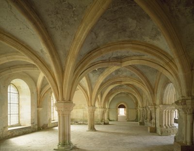 Vue du scriptorium, lieu de réunion de la communauté, abbaye cistercienne fondée au XIIe siècle. Fontenay, Côte-d