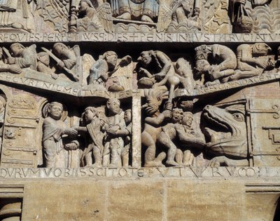 Vue du tympan du Jugement dernier, détail de l
