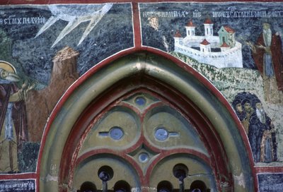 Fenêtre gothique et la vie de Saint Pachomius, du mur nord de l