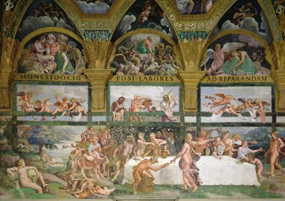 Chambre de Cupidon et Psyché, préparatifs pour le banquet des dieux pour le mariage de Cupidon et Psyché - Romano Giulio