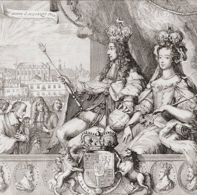 Couronnement du roi anglais Guillaume III et de la reine Marie II le 11 avril - Romeyn de (after) Hooghe