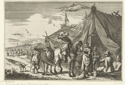 Cavaliers se reposant près de tentes - Romeyn de Hooghe (rejected attribution)
