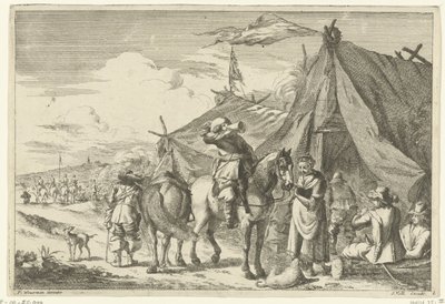 Cavaliers se reposant près de tentes - Romeyn de Hooghe (rejected attribution)