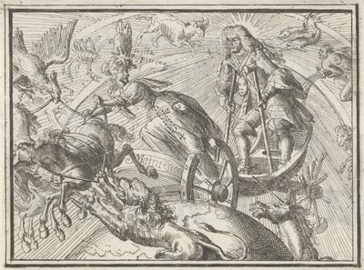 Caricature représentant Louis XIV en Apollon dans son char, 1701 - Romeyn de Hooghe