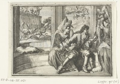 Page de titre pour le pamphlet : De Hobbel in de Wacht, op de Haasejagt, 1702 - Romeyn de Hooghe