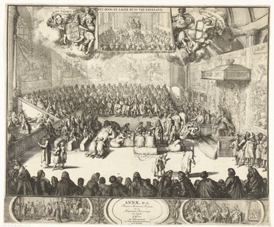 Séance de la Chambre des communes avec la reine Anne sur le trône, 1702 - Romeyn de Hooghe