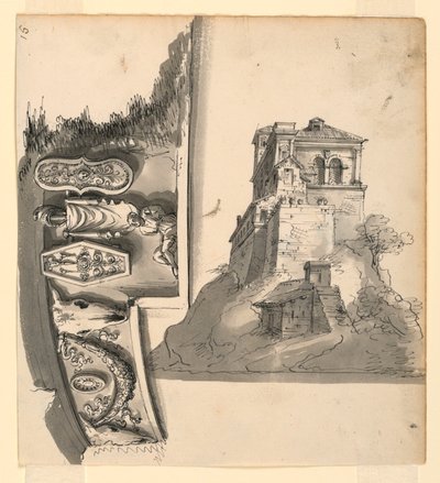 Frise de style classique, une villa sur une colline - Romolo Achille Liverani