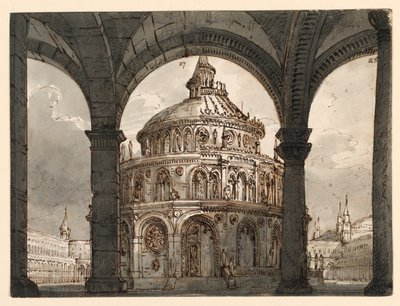 Décor de scène, Atrium avec le Temple des Hospitaliers pour l