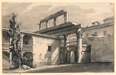 Décor de scène, Cour parmi les ruines - Romolo Achille Liverani