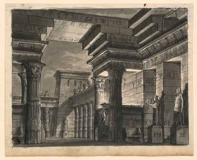 Décor de scène, bâtiments égyptiens - Romolo Achille Liverani