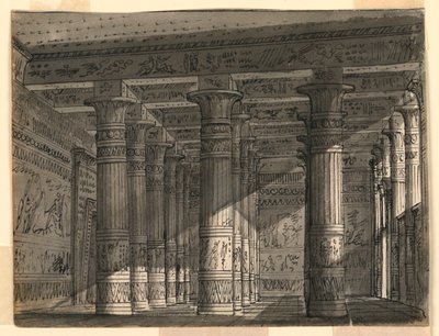 Décor de Scène, Salle Égyptienne avec Colonnes - Romolo Achille Liverani