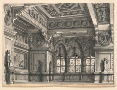 Décor de scène, salle gothique - Romolo Achille Liverani