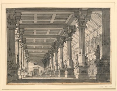 Décor de scène, hall dans un palais babylonien pour l