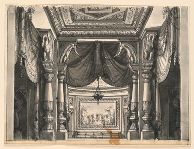 Décor de scène, intérieur de palais oriental - Romolo Achille Liverani