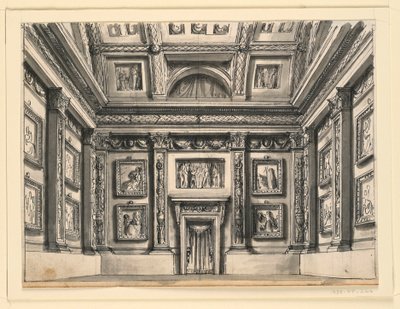Décor de scène, intérieur de palais - Romolo Achille Liverani