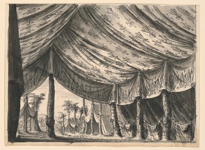Décor de scène, tente de Gengis Khan, pour le ballet "Gengis Khan" de Luigi Henry - Romolo Achille Liverani