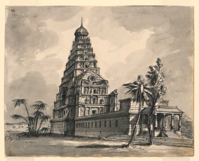 Design de scène, vue du temple indien - Romolo Achille Liverani