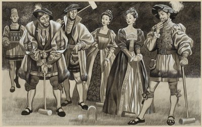 François Ier (1494-1547) jouant au croquet (gouache sur papier) - Ron Embleton