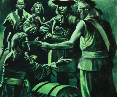 Sir Henry Morgan et le coffre au trésor (gouache sur papier) - Ron Embleton