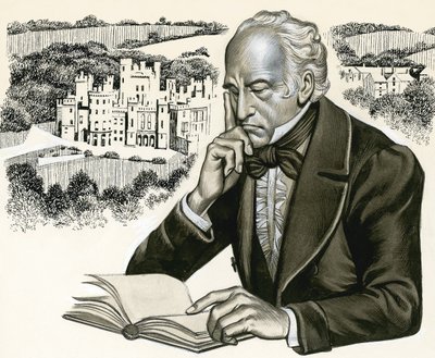 Auteur non identifié avec une maison en arrière-plan - Ron Embleton