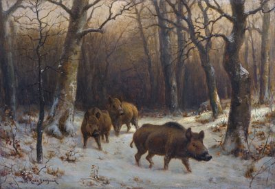 Français :  Sangliers dans la neige Wild Boars in the Snow - Rosa Bonheur