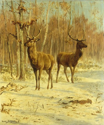 Deux Cerfs dans une Clairière en Hiver - Rosa Bonheur