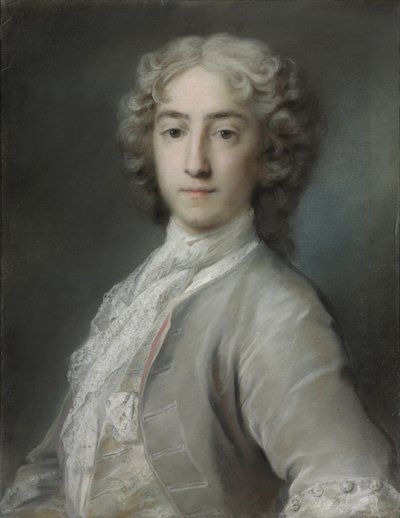 Portrait de Lord Sidney Beauclerk, mi-longueur, en manteau de velours gris et cravate blanche - Rosalba Giovanna Carriera
