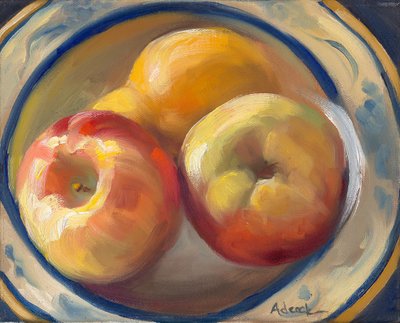 Poire jaune et pommes, 2017 - Rosemarie Adcock